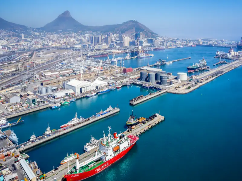 Scenic view of Cape Town with Table Mountain and coastal landscape