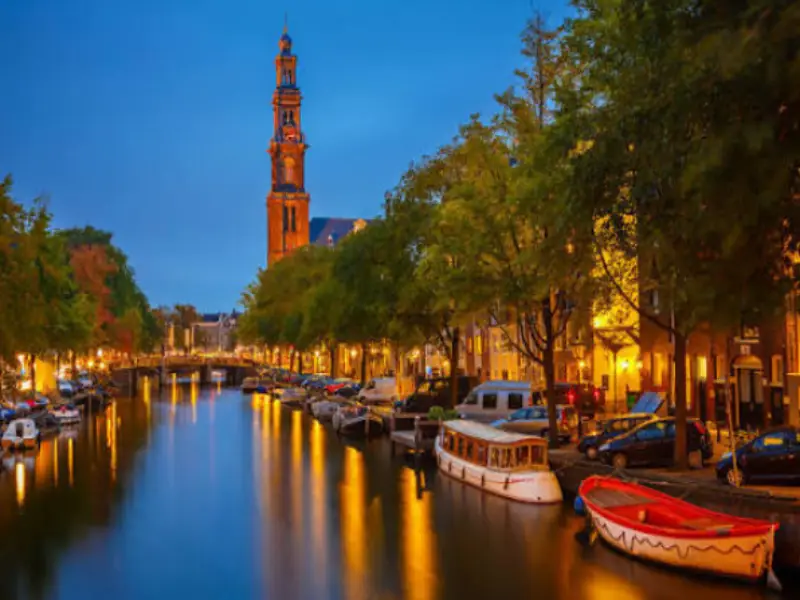 Dutch canal scene, a popular Netherlands destination for UK travelers